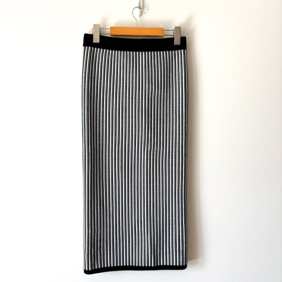 Aritzia Babaton Sculpt Knit Bodycon Tube Midi Skirt Black White Medium - Picture 6 of 8